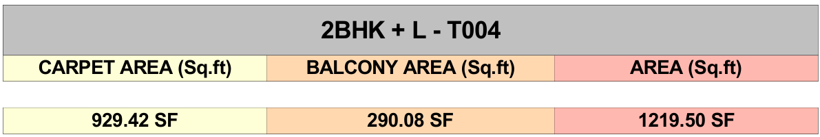 2BHK + L - T004 - Table