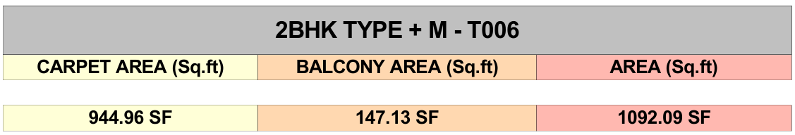 2BHK TYPE + M - T006 - Table
