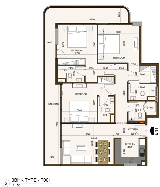 3BHK TYPE -T001