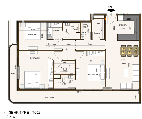3BHK TYPE -T002